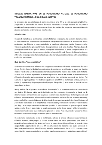 NUEVAS NARRATIVAS EN EL PERIODISMO ACTUAL. EL PERIODISMO TRANSMEDIÁTICO - PILAR IRALA.pdf