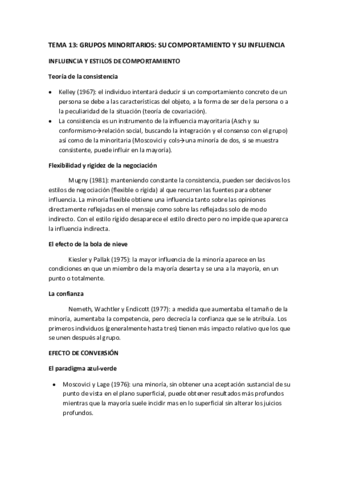 TEMA 13 Grupos minoritarios- su comportamiento y su influencia RESUMEN (Prof. Perez Perez).pdf