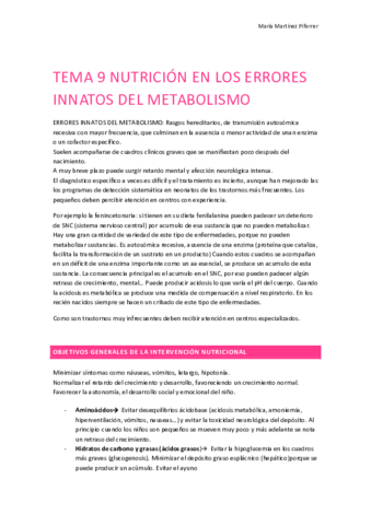 tema 9 NUTRICIÓN EN LOS ERRORES INNATOS DEL METABOLISMO..pdf