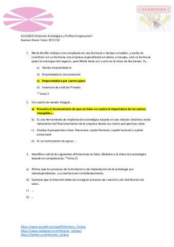 Examen ENERO 2017-2018 SOLUCIÓN Dirección Estratégica y Política Empresarial I.pdf