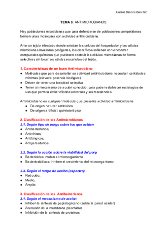 Microbiología Clínica. Tema 6 - ANTIMICROBIANOS.pdf