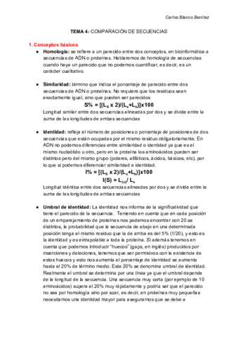 GENÓMICA Y BIOINFORMÁTICA - Tema 4 - COMPARACIÓN DE SECUENCIAS.pdf