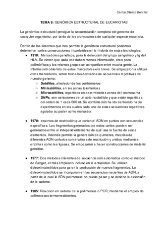 GENÓMICA Y BIOINFORMÁTICA - Tema 9 - GENOMA EUCARIOTA.pdf