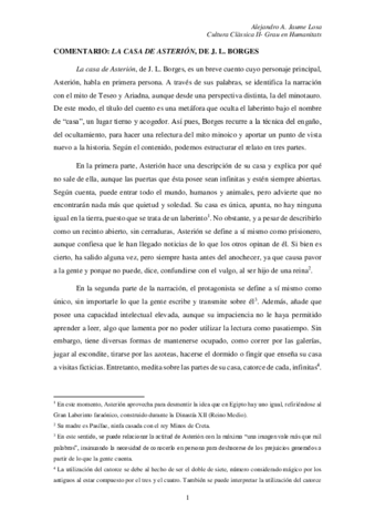 COMENTARIO DE LA CASA DE ASTERIÓN. ALEJANDRO JAUME. CULTURA CLÀSSICA II.pdf