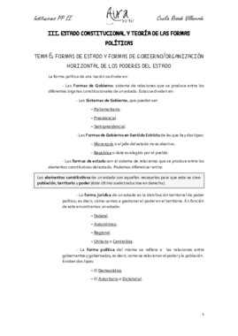 TEMA 6 FORMAS DE ESTADO Y FORMAS DE GOBIERNO U ORGANIZACIÓN HORIZONTAL DE LOS PODERES DEL ESTADO.pdf