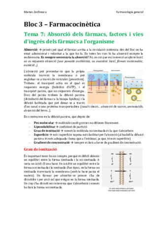 Tema 7 - Absorció dels fàrmacs- factors i vies d’ingrés dels fàrmacs a l’organisme.pdf