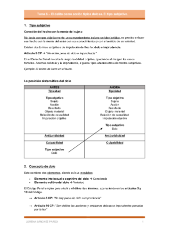 Tema 6 - El delito como acción típica dolosa. Tipo subjetivo..pdf