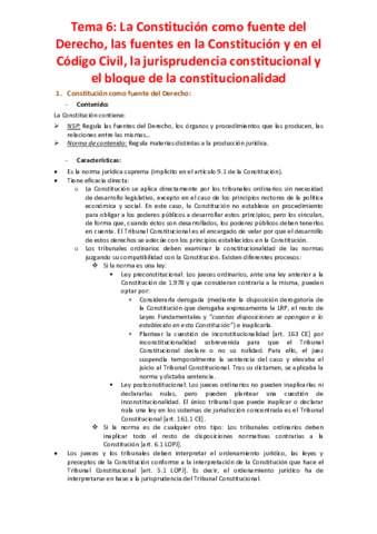 Tema 6 - La Constitución como fuente del Derecho- las fuentes en la Constitución y en el Código Civil, la jurisprudencia constitucional y el bloque de la constitucionalidad.pdf
