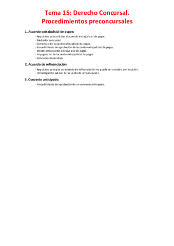 Tema 15 - Derecho Concursal. Procedimientos preconcursales.pdf