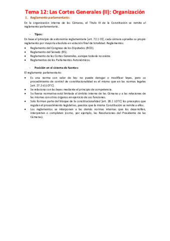 Tema 12 - Las Cortes Generales (II). Organización.pdf