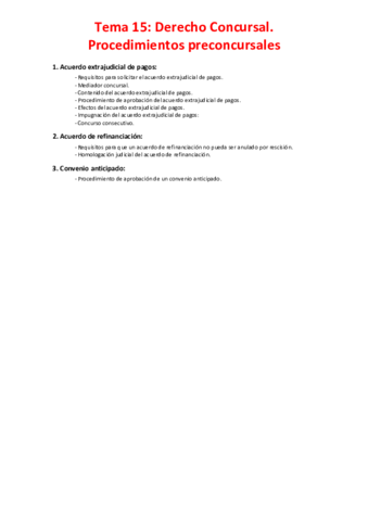 Tema 15 - Derecho Concursal. Procedimientos preconcursales.pdf