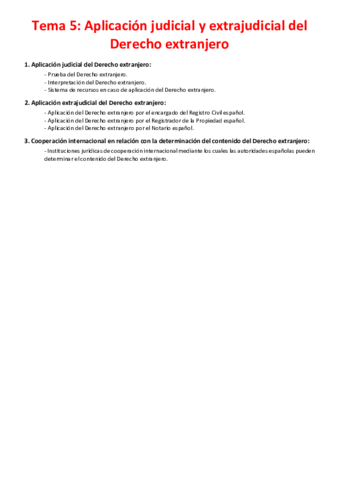 Tema 5 - Aplicación judicial y extrajudicial del Derecho extranjero.pdf