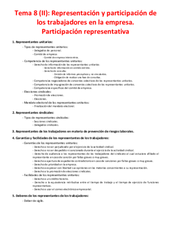 Tema 8 (II) - Representación y participación de los trabajadores en la empresa. Participación representativa.pdf