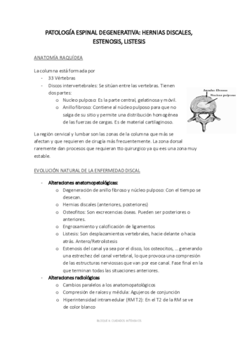 B2. TEMA 24. PATOLOGÍA ESPINAL DEGENERATIVA. HERNIAS DISCALES- ESTENOSIS, LISTESIS.pdf
