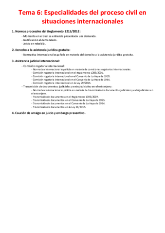 Tema 6 - Especialidades del proceso civil en situaciones internacionales.pdf