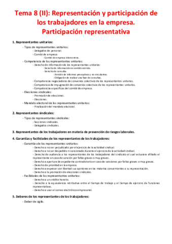 Tema 8 (II) - Representación y participación de los trabajadores en la empresa. Participación representativa.pdf