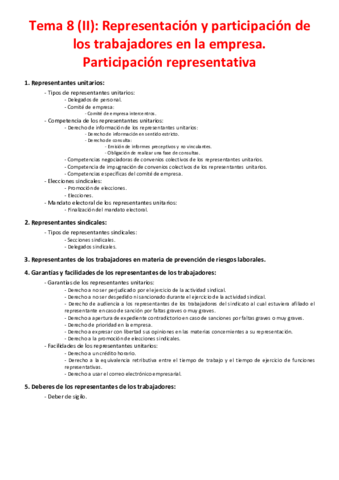 Tema 8 (II) - Representación y participación de los trabajadores en la empresa. Participación representativa.pdf