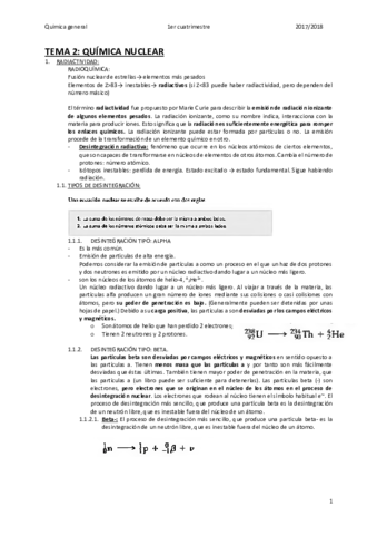 TEMA 2: QUÍMICA NUCLEAR