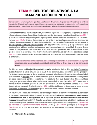 Tema Delitos Relativos A La Manipulacion Genetica Penal Pdf