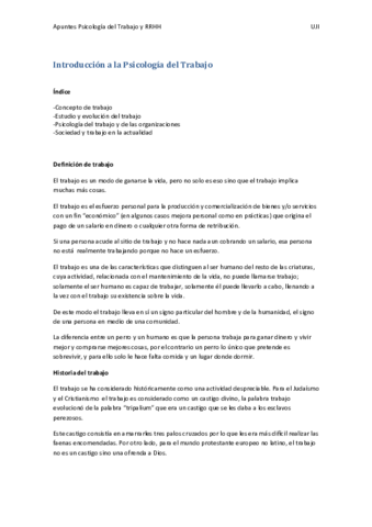 Introducción a la Psicología del Trabajo APUNTES.pdf