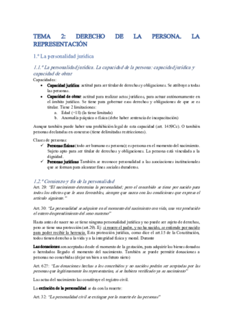 TEMA 2: La persona. La representación