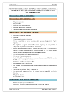 Tema 4 - Ventajas de las Lc RPG frente a las gafas y Lc blandas. Desventajas de las Lc RPG. Indicaciones y contraindicaciones. Reemplazos y usos.pdf