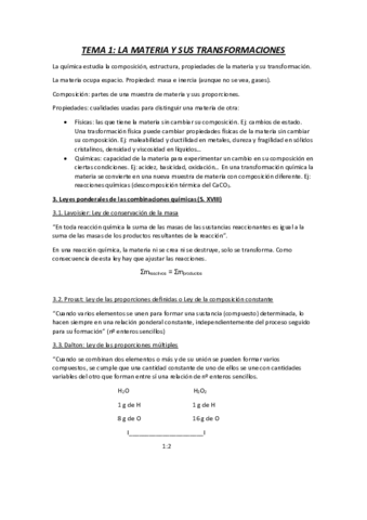 TEMA 1-LA MATERIA Y SUS TRANSFORMACIONES