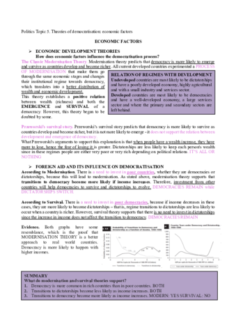 Topic 5: Determinants of Democracy