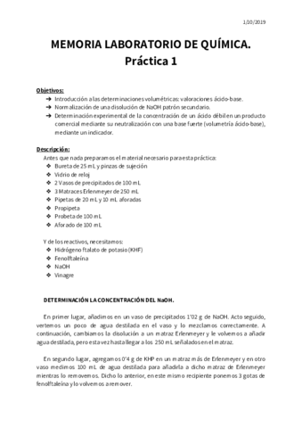 Práctica 1 - ACIDEZ DEL VINAGRE