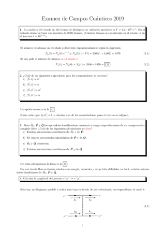 Examen Campos Cuánticos 2019