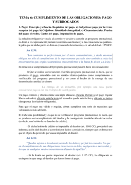 TEMA 6 CUMPLIMIENTO DE LAS OBLIGACIONES. PAGO Y SUBROGADOS sin tabla.pdf