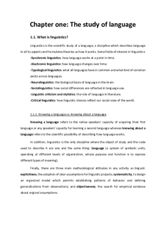 Unit 1: The study of language