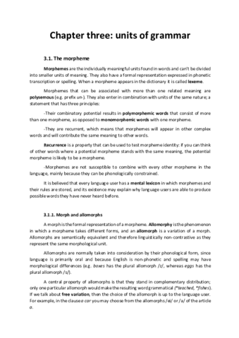 Unit 3: Units of grammar