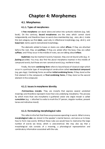 Unit 4: Morphemes
