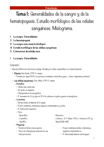 1-SNAGRE Y HEMATOPOYESIS. MIELOGRAMA