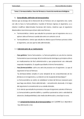 Tema 2 - Farmacocinética. Paso de fármacos a través de membranas biológicas..pdf