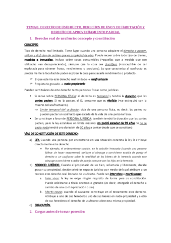 TEMA 8. DERECHO DE USUFRUCTO DERECHOS DE USO Y DE HABITACIÓN Y DERECHO DE APROVECHAMIENTO PARCIAL.pdf