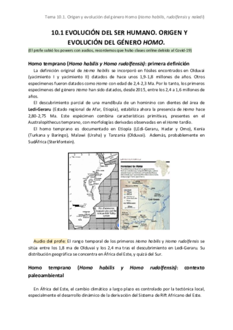 Tema 10.1. Origen y evolución de Homo