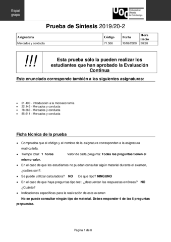 PS 10 Junio 2020 // Mercados y Conducta 