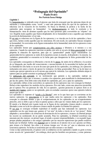 Pedagogía del Oprimido (resumenes).pdf