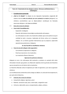 Tema 13 - Tratamiento de las alergias oculares. Fármacos antihistamínicos y antialérgicos.pdf