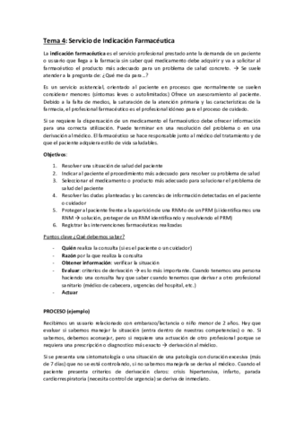 Tema 4: Indicación Farmacéutica