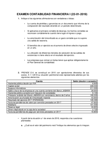 Examen Contabilidad Financiera 1 Ene 2019 Pdf