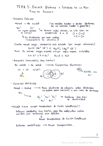 Apuntes Tema 5 Enlace Químico