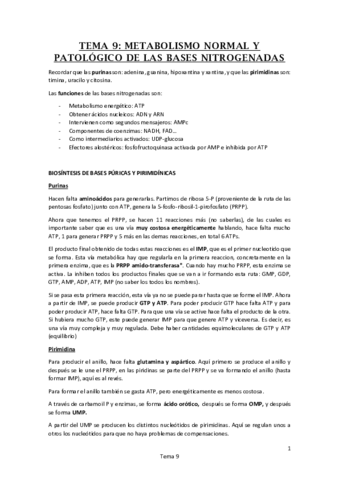 Tema 9. METABOLISMO NORMAL Y PATOLÓGICO DE LAS BASES NITROGENADAS.pdf