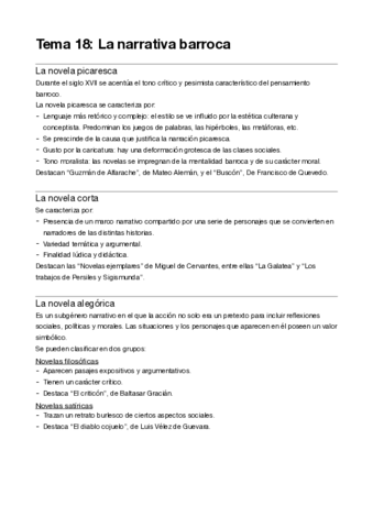 Tema 18. La narrativa barroca