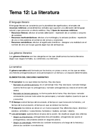 Tema 12. La literatura