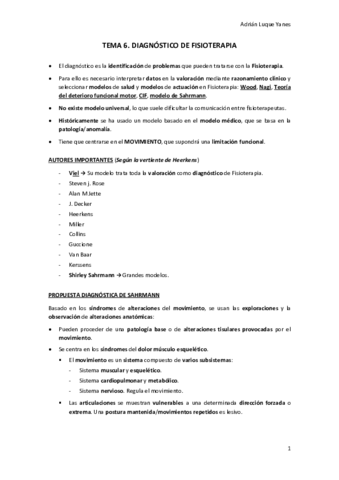 TEMA 6. DIAGNÓSTICO DE FISIOTERAPIA