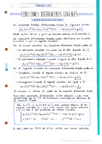 T.7 Ecuaciones Diferenciales Lineales