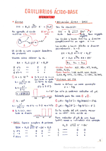 Apuntes T.7 Equilibrio Ácido-Base